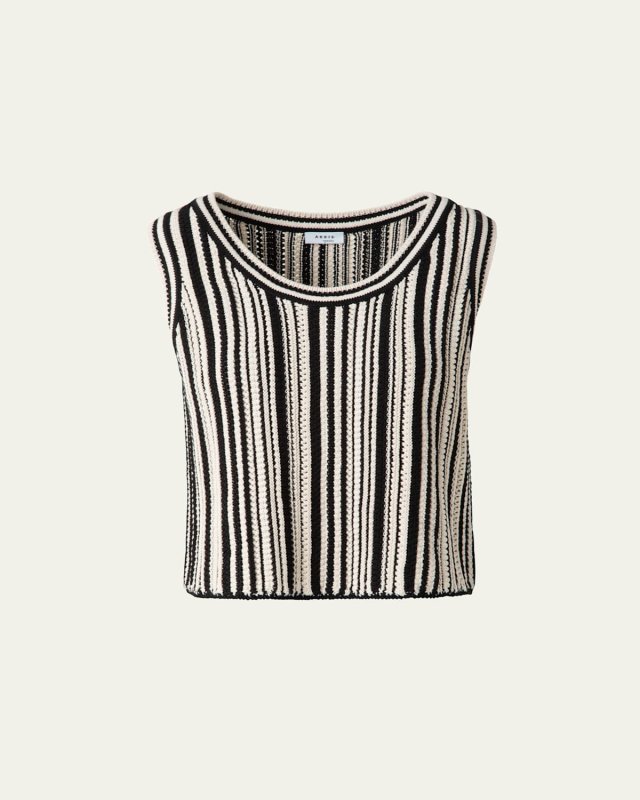 Crochet Knit Stripe Cropped Top